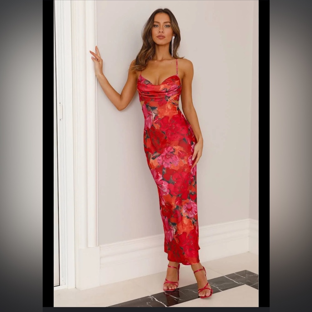 Hello Molly Red Floral Midi Dress